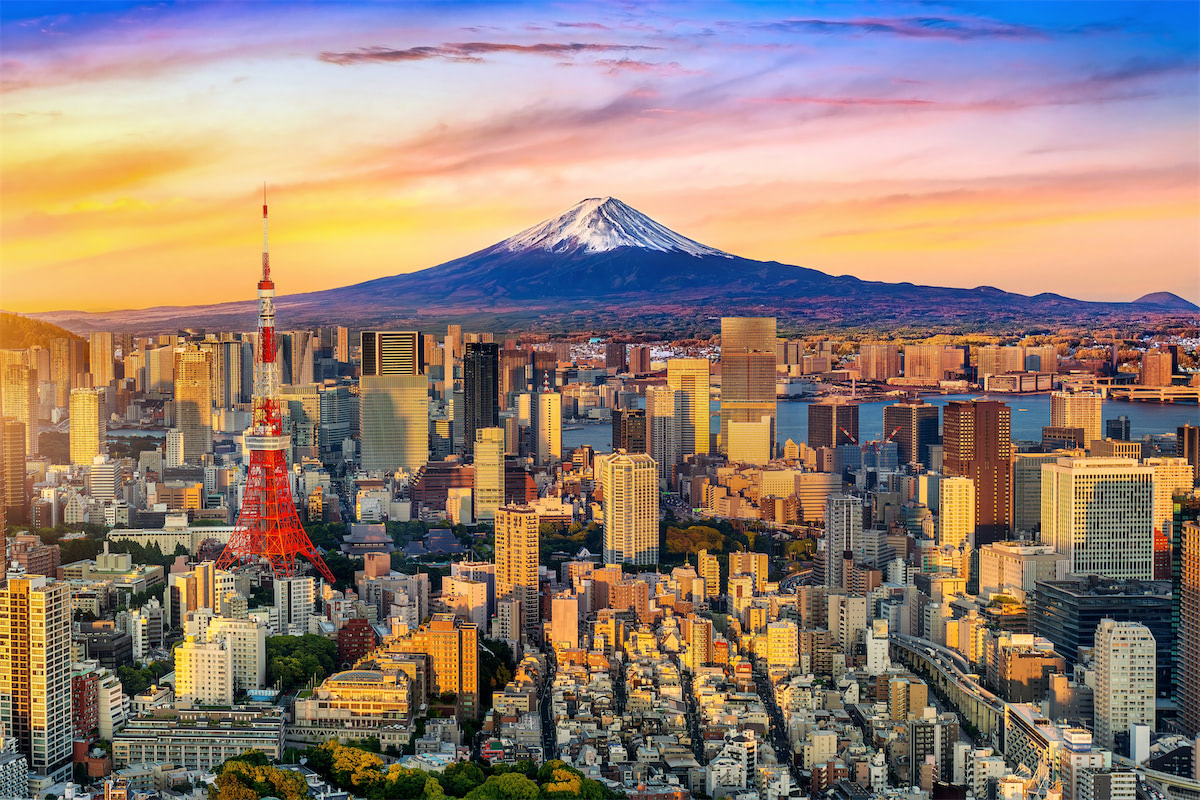 Tokio mit Mount Fuji 